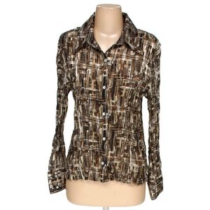 Jaipur satin earth tone button down shirt